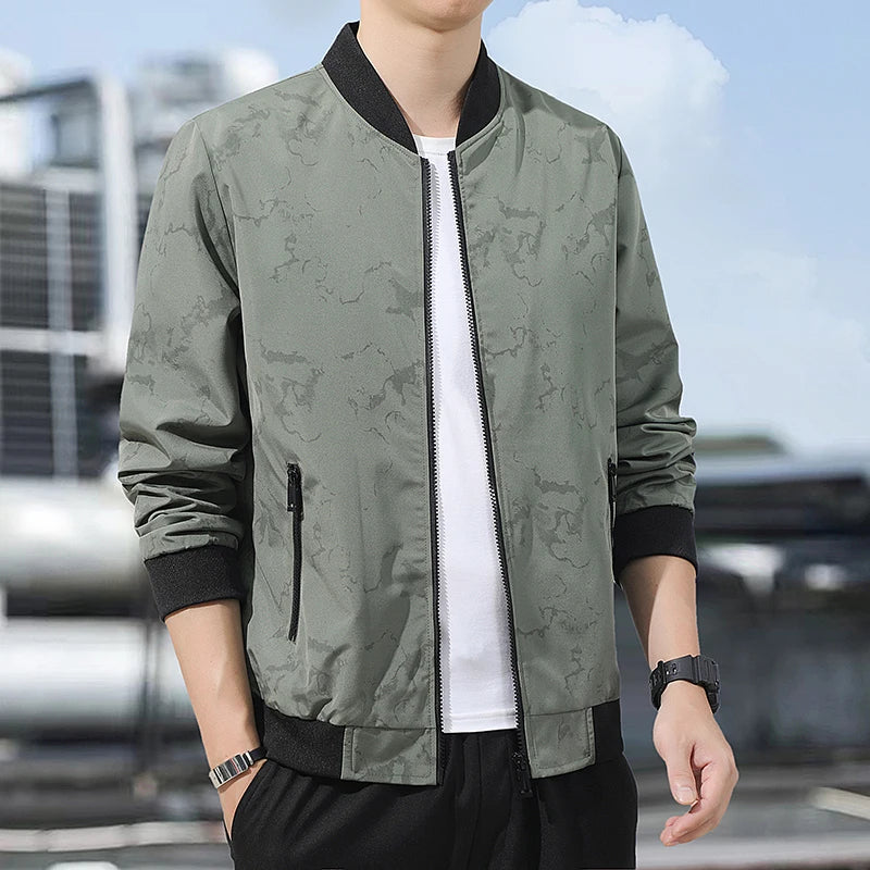 Men's Outdoor Mountaineering Hiking Windproof Breathable Jacket Spring Autumn Fashion Trend Versatile Stand up Collar Jacket