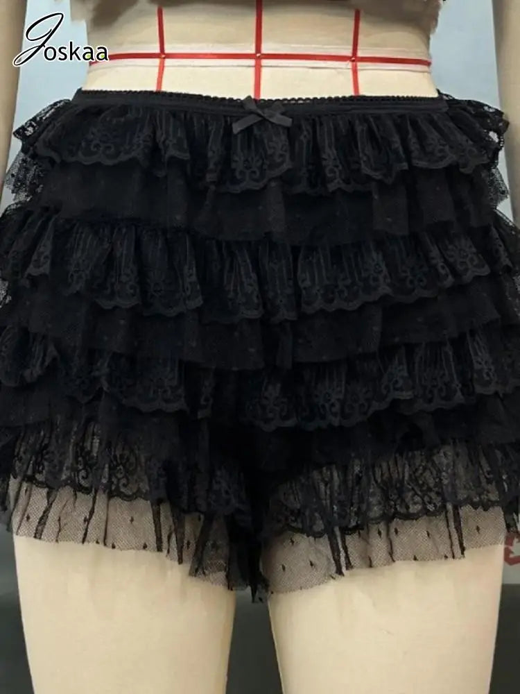 Joskaa Sexy Beach Hot Pants Women Hipster Low Waisted Ruffles Tiered Shorts Skirts Vacation Party Club Female Bottoms Streetwear
