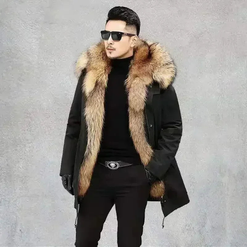 2025  New Casual Winter Men's Down Jacket Fox Fur Men's Coat Coat Men Clothing  Coat  Winter Jackets  Mens Jacket    Men Jacket