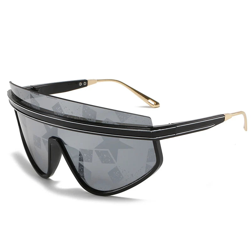 Fashion Shield One Piece Sunglasses Women Men Oversized Outdoor Goggles Sun Glasses Men Punk Half Frame Windproof Eyewear UV400