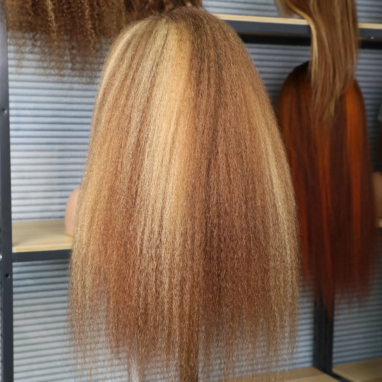 4/27 Kinky Straight 13x6 Lace Frontal Human Hair Wigs For Women Blonde Brown Piano Color 13x4 Lace Front Wig PrePlucked Yaki Wig