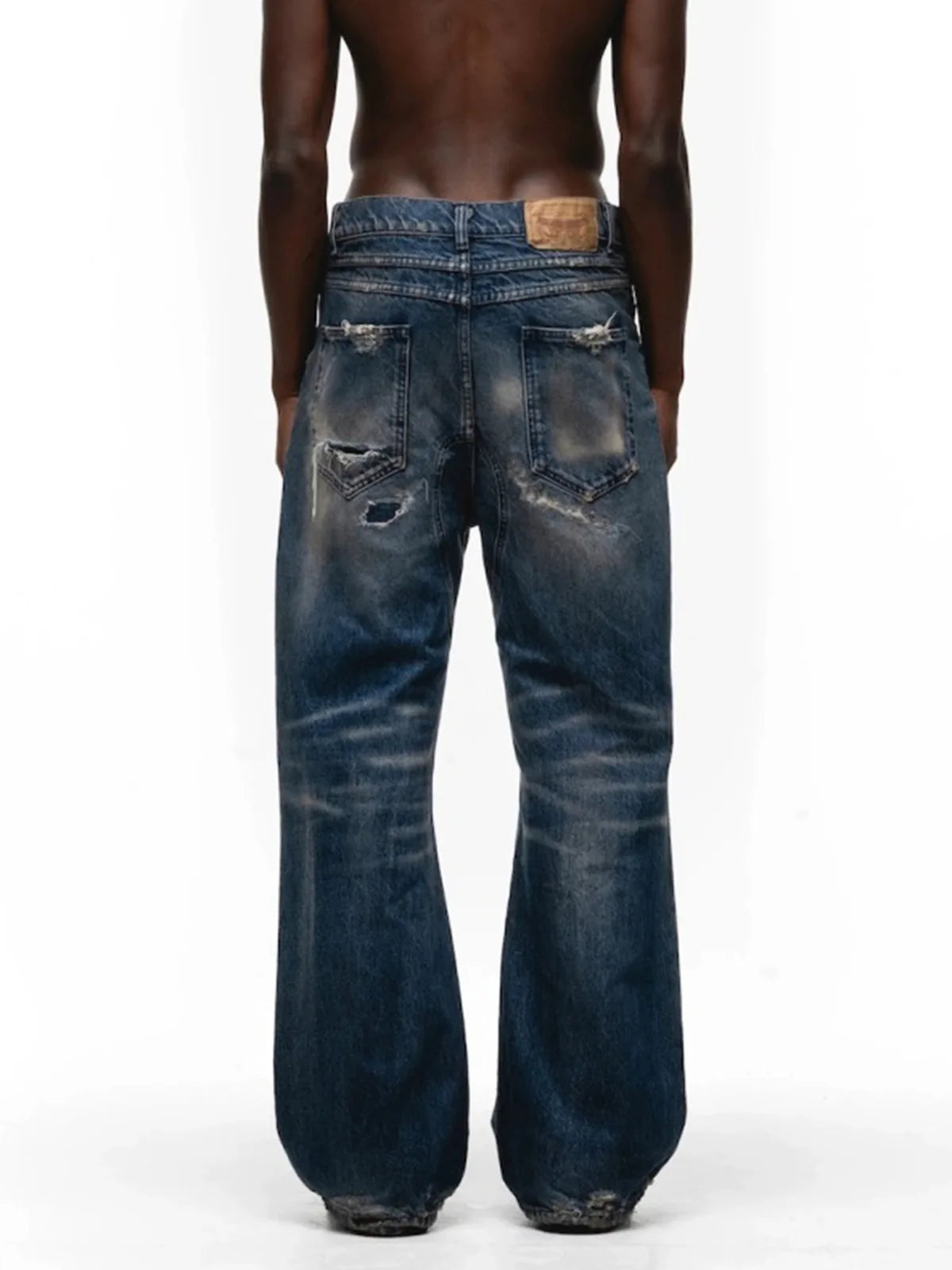 MIJKO Flare Jeans for Men And Women Washed Wide Leg Blue Trousers