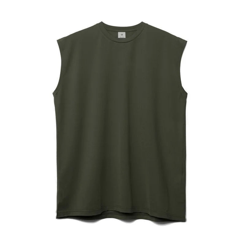 Summer Men Loose Gym Vest Casual Cotton Tank Top Breathable Fitness Sleeveless Shirt Quick Dry Bodybuilding Singlet Man Clothing