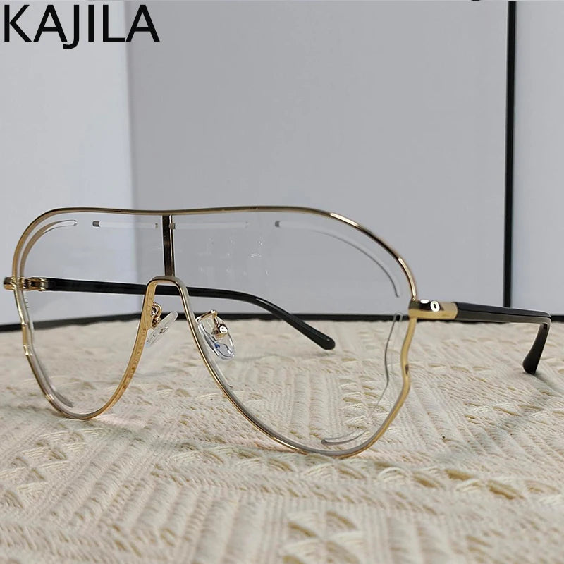 Oversized One-Piece Pilot Punk Sunglasses Women Big Frame 2025 Luxury Brand Hollow Sun Glasses For Ladies Shield Eyewear Shades