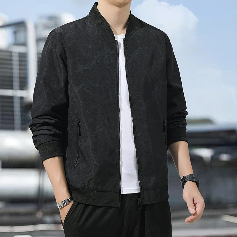 Men's Outdoor Mountaineering Hiking Windproof Breathable Jacket Spring Autumn Fashion Trend Versatile Stand up Collar Jacket