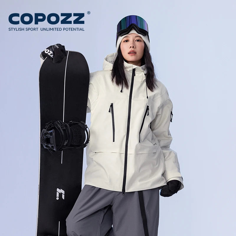 COPOZZ Skiing Coats Winter Warm Women Men Tracksuit Hooded Sports Snowboard Jacket Mountain Female Outwear Windproof Ski Clothes