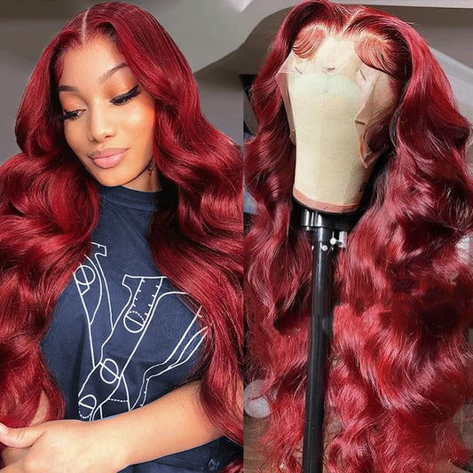 Body Wave 99J Burgundy 13X6 Hd Lace Frontal Human Hair Wigs 13X4 Lace Front Wigs Red Colored Brazilian 100% Human Hair For Women