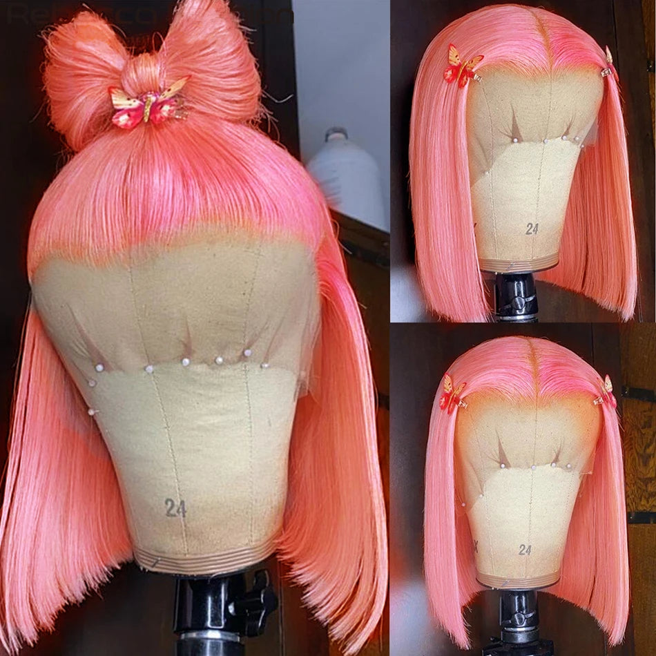 613 Blonde Bob Wig Human Hair Bleached Remy Brazilian Cheap 13x4 Straight Short Bob Wig 100% Human Hair Closure Wig Pre Plucked