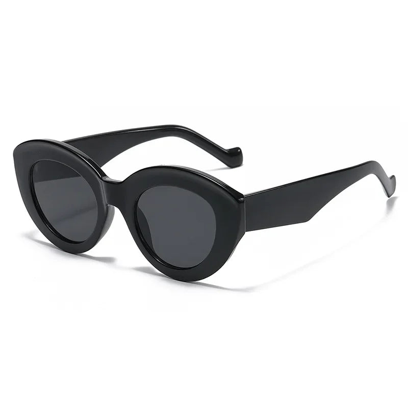 JNPCXI Ins Popular Fashion Oversized Cat Eye Women Sunglasses Green Stripes Retro Shades UV400 Men Trending Oval Sun Glasses