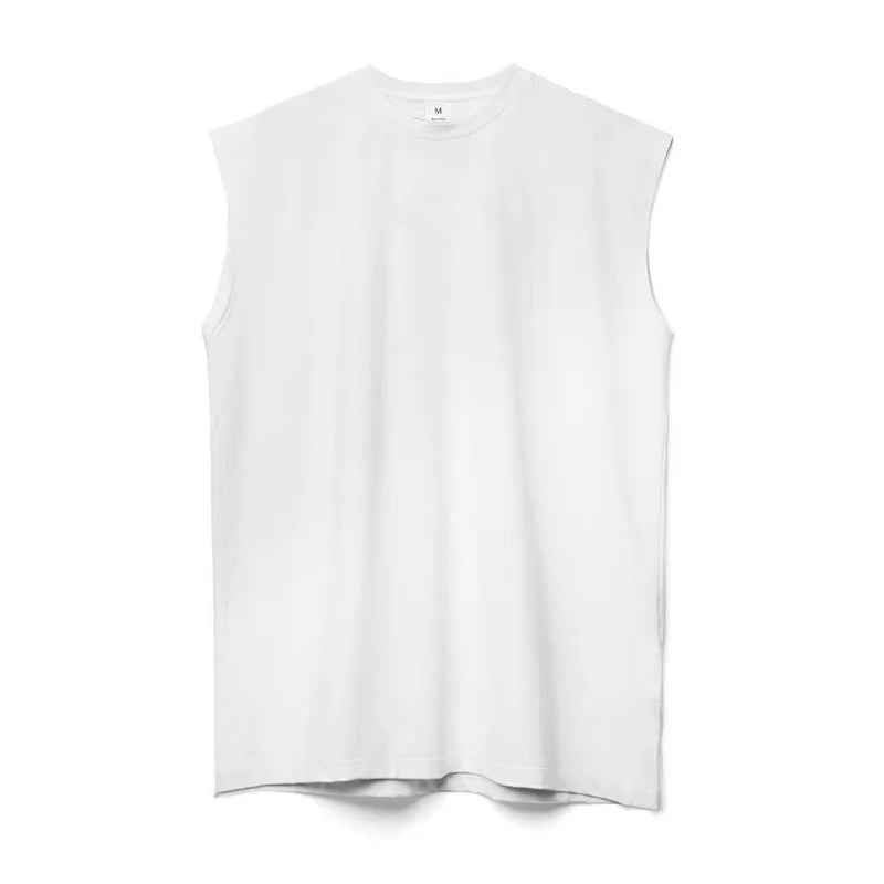 Summer Men Loose Gym Vest Casual Cotton Tank Top Breathable Fitness Sleeveless Shirt Quick Dry Bodybuilding Singlet Man Clothing