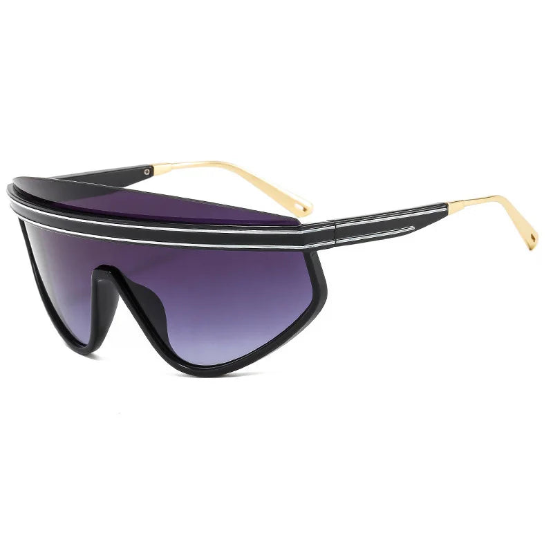 Fashion Shield One Piece Sunglasses Women Men Oversized Outdoor Goggles Sun Glasses Men Punk Half Frame Windproof Eyewear UV400