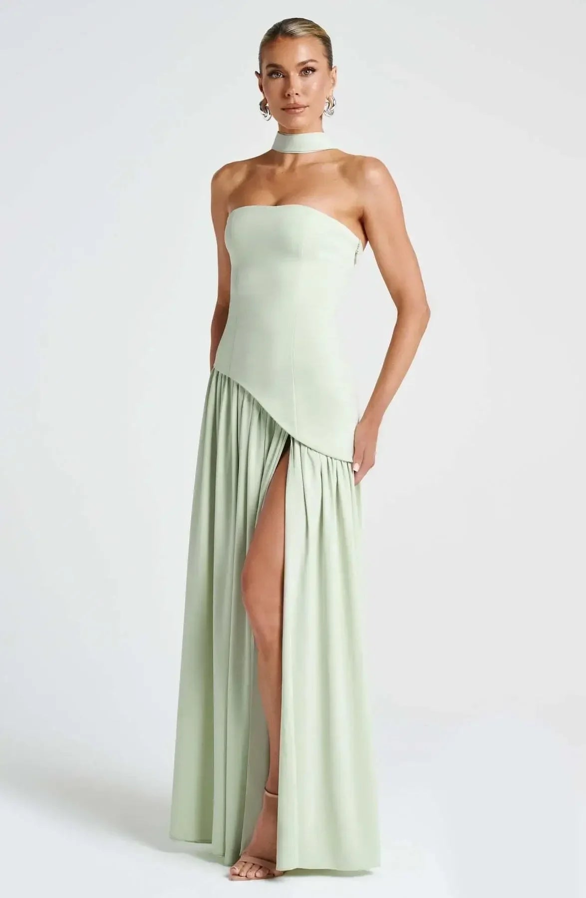 Butter Yellow Mesh Splicing Long Dress Elegant Strapless Split Backless Pleated Gowns For Women 2025 Lady Evening Party Gowns