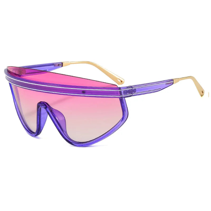 Fashion Shield One Piece Sunglasses Women Men Oversized Outdoor Goggles Sun Glasses Men Punk Half Frame Windproof Eyewear UV400