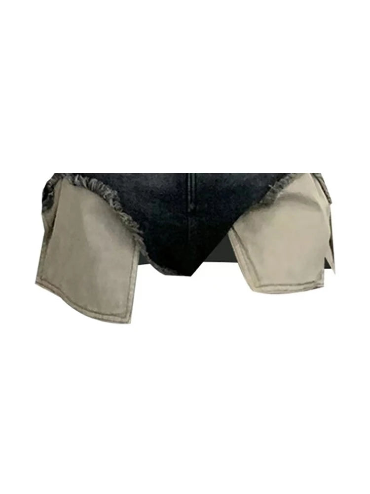 Women's Denim Shorts Grey High Waist Wide Shorts Harajuku Korean Style Y2k Casual Gradient A-line Jeans Short Pants Summer 2023