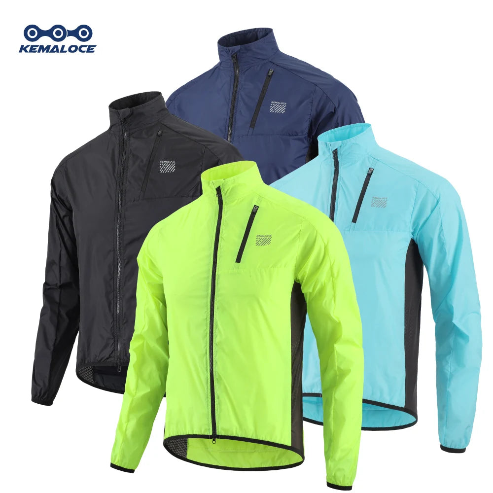 KEMALOCE Cycling Jacket Windproof Men 2025 Ultralight Long Sleeve Bike Jersey Black&Yellow Lightweight MTB Sports Windbreaker