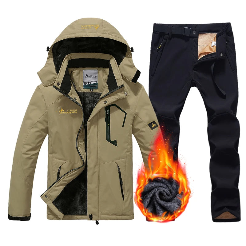 Winter Ski Suit Men Snowboard Fleece Jacket Pants Thicken Warm Waterproof Windproof Skiing And Snowboarding Sets Snow Suits Male