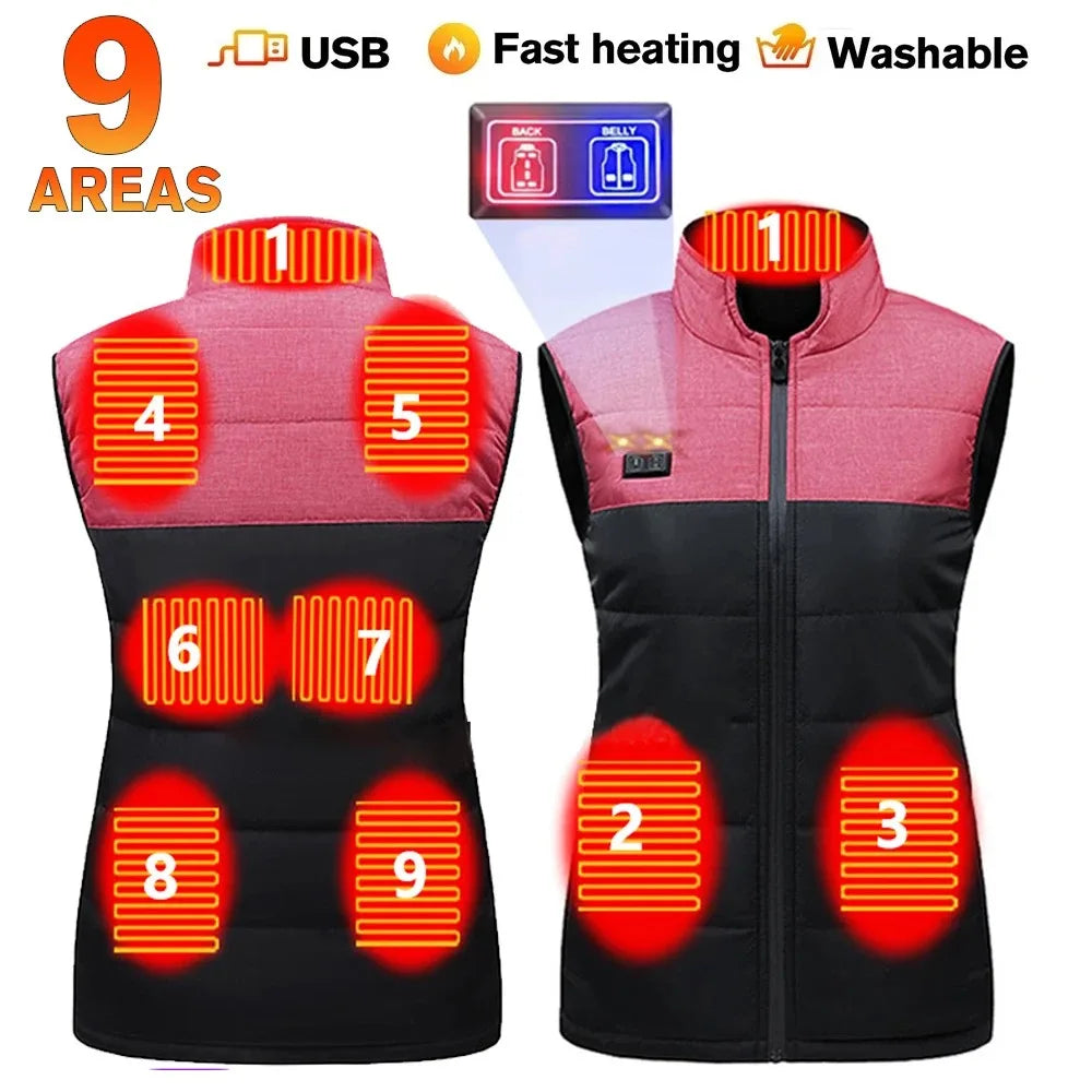 21 Areas Heated Jacket Men Warm Vest USB Self Heating Jacket Women Heated Coat Ski Camping Hiking Winter Cotton Clothes Washed