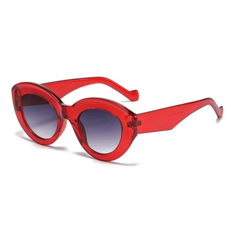 JNPCXI Ins Popular Fashion Oversized Cat Eye Women Sunglasses Green Stripes Retro Shades UV400 Men Trending Oval Sun Glasses