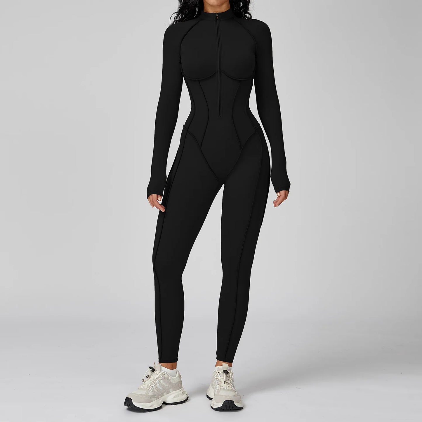 Yoga Bodysuit Long Sleeved Women's Tracksuits Gym Zipper Jumpsuits Sports Workout High-intensity Fitness One-piece Tights Suit