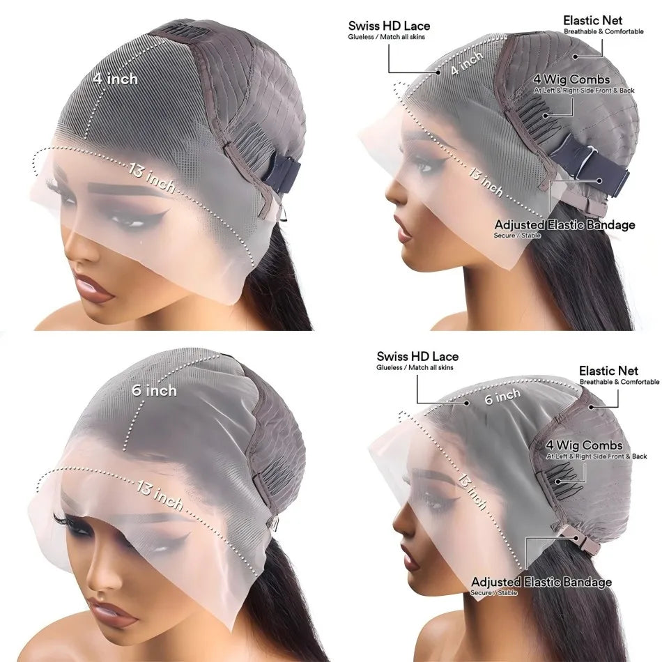 Deep Wave 13x6 Hd Lace Frontal Wigs 250 Density Women Water Wave Curly 13x4 Transparent Lace Front Highlight Wigs Human Hair