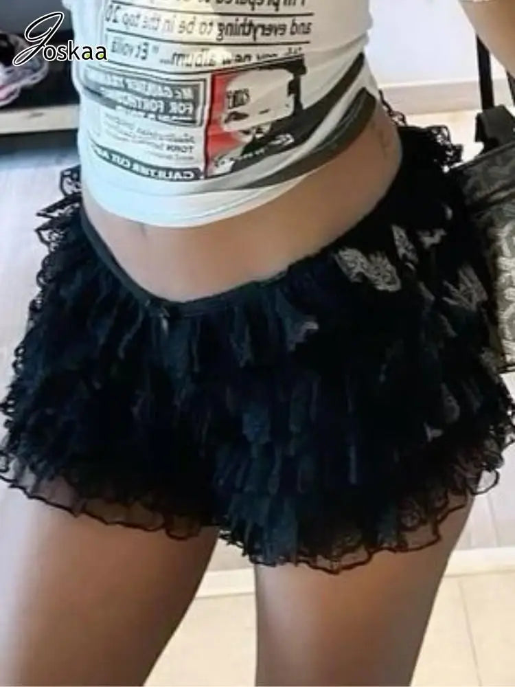 Joskaa Sexy Beach Hot Pants Women Hipster Low Waisted Ruffles Tiered Shorts Skirts Vacation Party Club Female Bottoms Streetwear