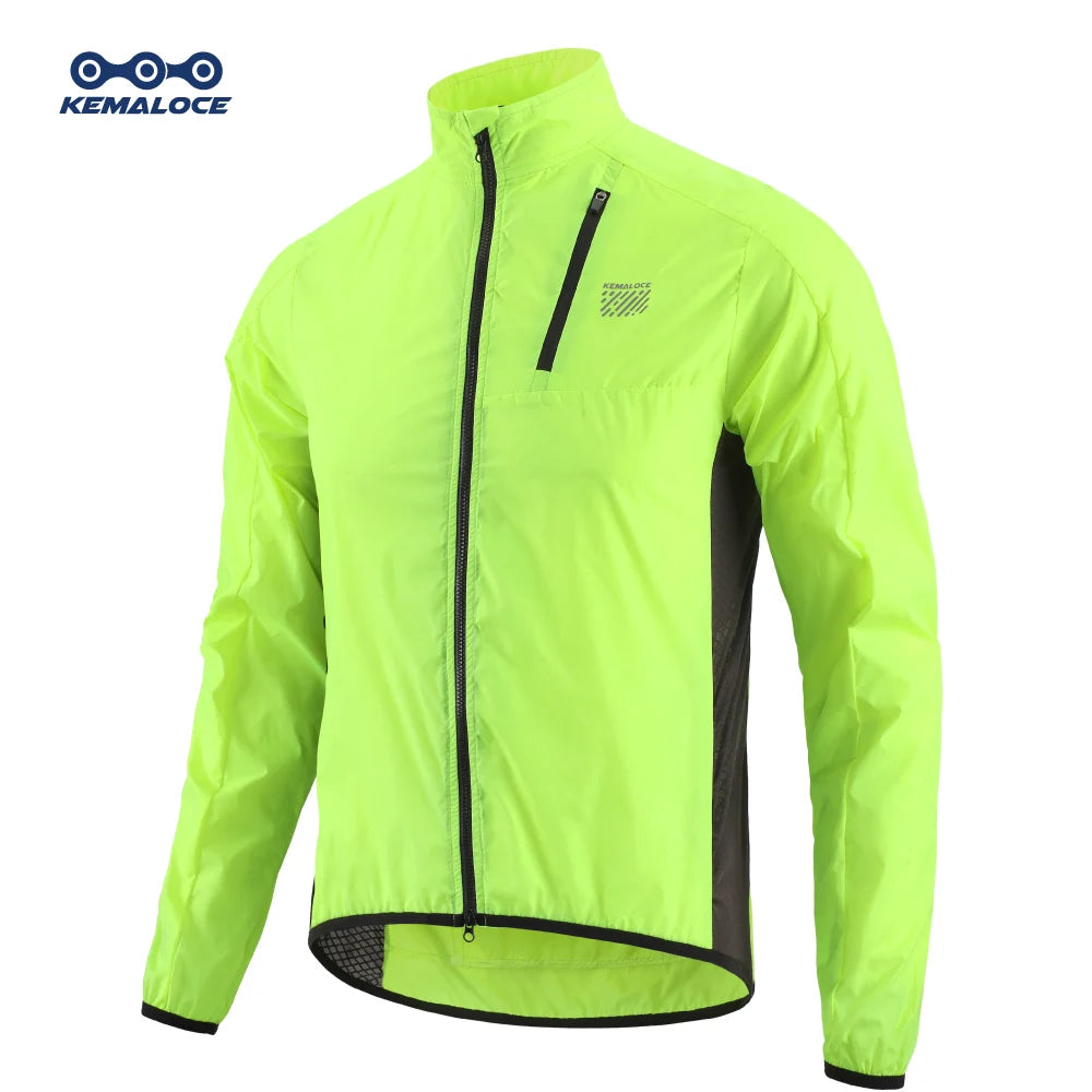 KEMALOCE Cycling Jacket Windproof Men 2025 Ultralight Long Sleeve Bike Jersey Black&Yellow Lightweight MTB Sports Windbreaker