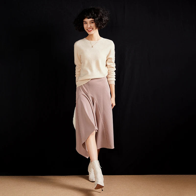 Women's pullover autumn/winter 100% pure cashmere sweater casual knitted sweater round neck loose Tops basic versatile Blouse