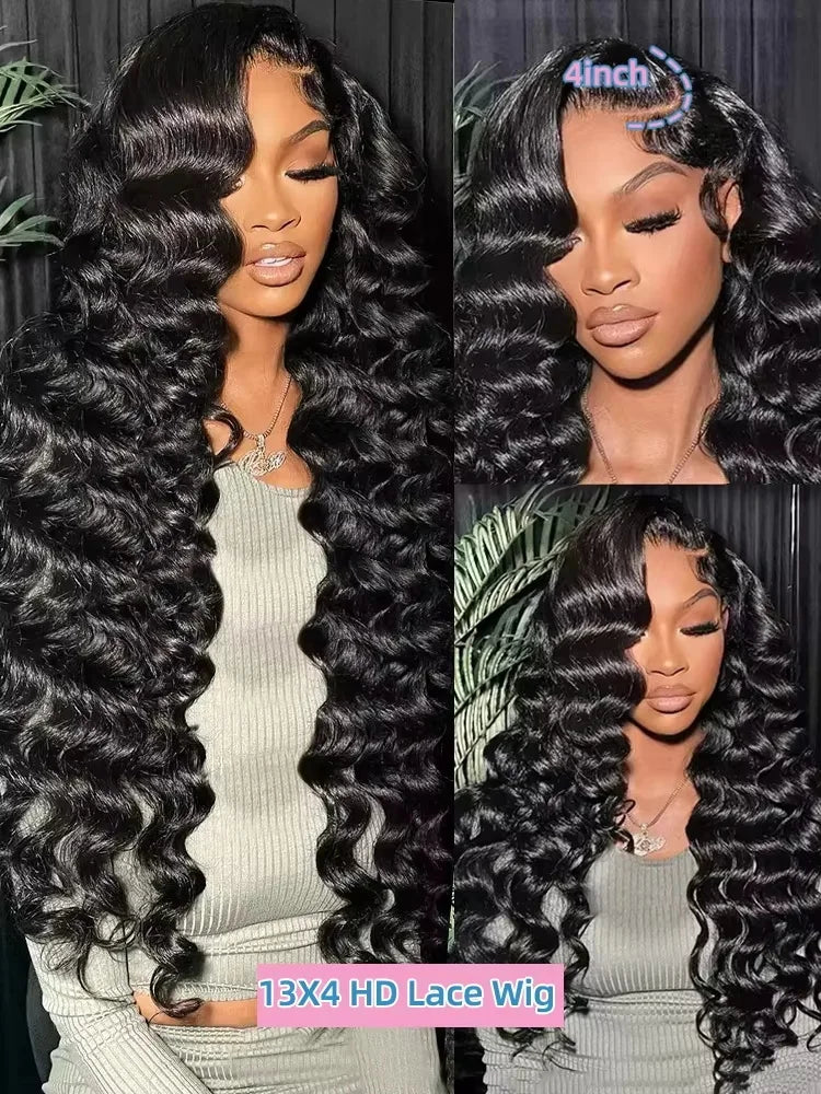 250 High Density Loose Deep Wave Pattern Wigs 30 40 Inch 13x6 HD Lace Frontal Wig 13x4 Lace Closure Human Hair Wig For Women