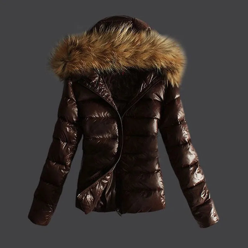 2025 Winter Jackets Women Basic Coats Fashion Faux PU Leather Winter Jackets Women Artificial Fur Collar Coat Female Outerwear