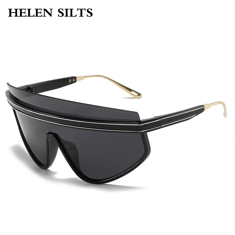 Fashion Shield One Piece Sunglasses Women Men Oversized Outdoor Goggles Sun Glasses Men Punk Half Frame Windproof Eyewear UV400