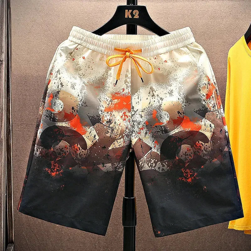 Shorts for Men Anime Graphic Board Man Short Pants Beach in Bulk with Ice Elastic Personalizate Fashion Streetwear New Pant 2024