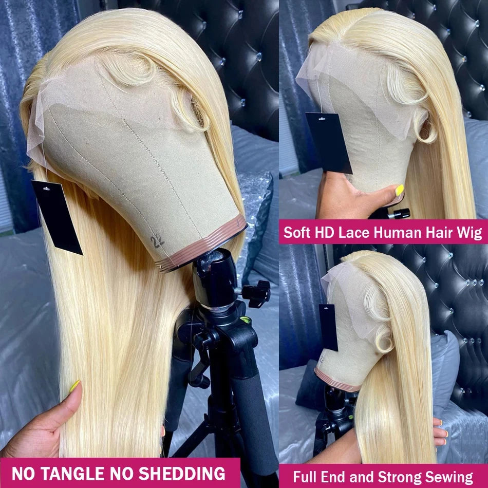 30 Inch 250 Density 613 Hd Lace Frontal Wig 13x6 13x4 Blonde Lace Front Wig Brazilian Straight 100% human hair Wig For Women