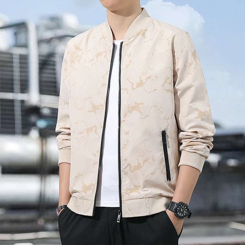 Men's Outdoor Mountaineering Hiking Windproof Breathable Jacket Spring Autumn Fashion Trend Versatile Stand up Collar Jacket