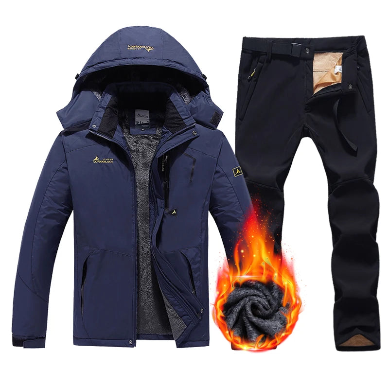 Winter Ski Suit Men Snowboard Fleece Jacket Pants Thicken Warm Waterproof Windproof Skiing And Snowboarding Sets Snow Suits Male