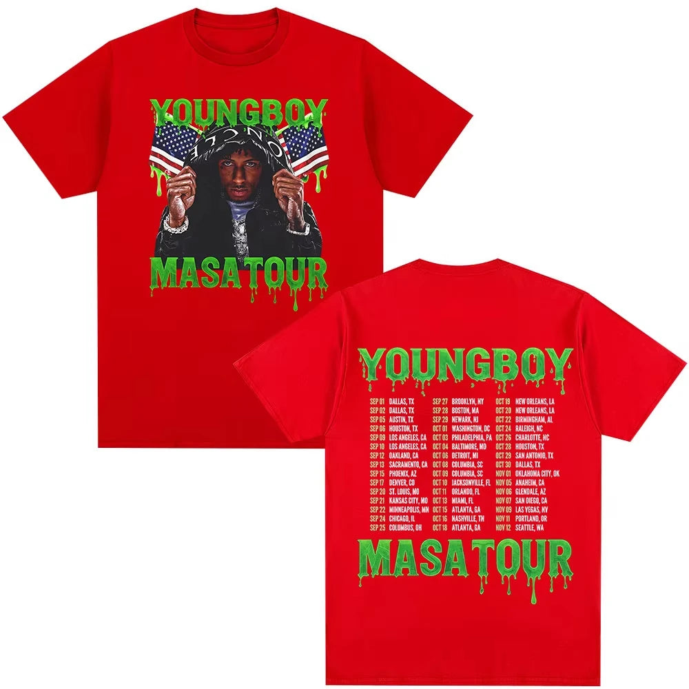 Rapper YoungBoy Never Broke Again MASA Tour 2025 Merch T-Shirt Men's Women Clothing Fashion Vintage Cotton Short Sleeve T Shirts