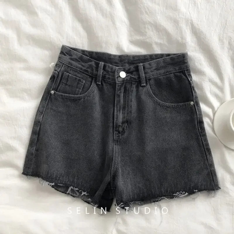 Denim Shorts Women's Summer 2025 New Ins High Waist Slimming Loose Wide Leg Ultra Short A-line Hot Pants Trend