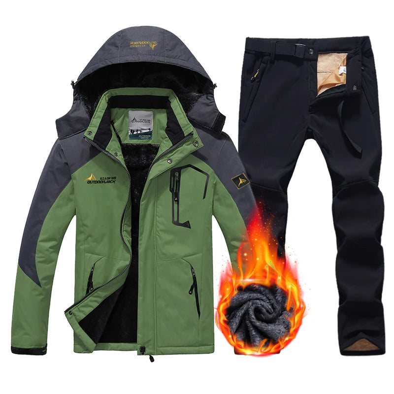 Winter Ski Suit Men Snowboard Fleece Jacket Pants Thicken Warm Waterproof Windproof Skiing And Snowboarding Sets Snow Suits Male