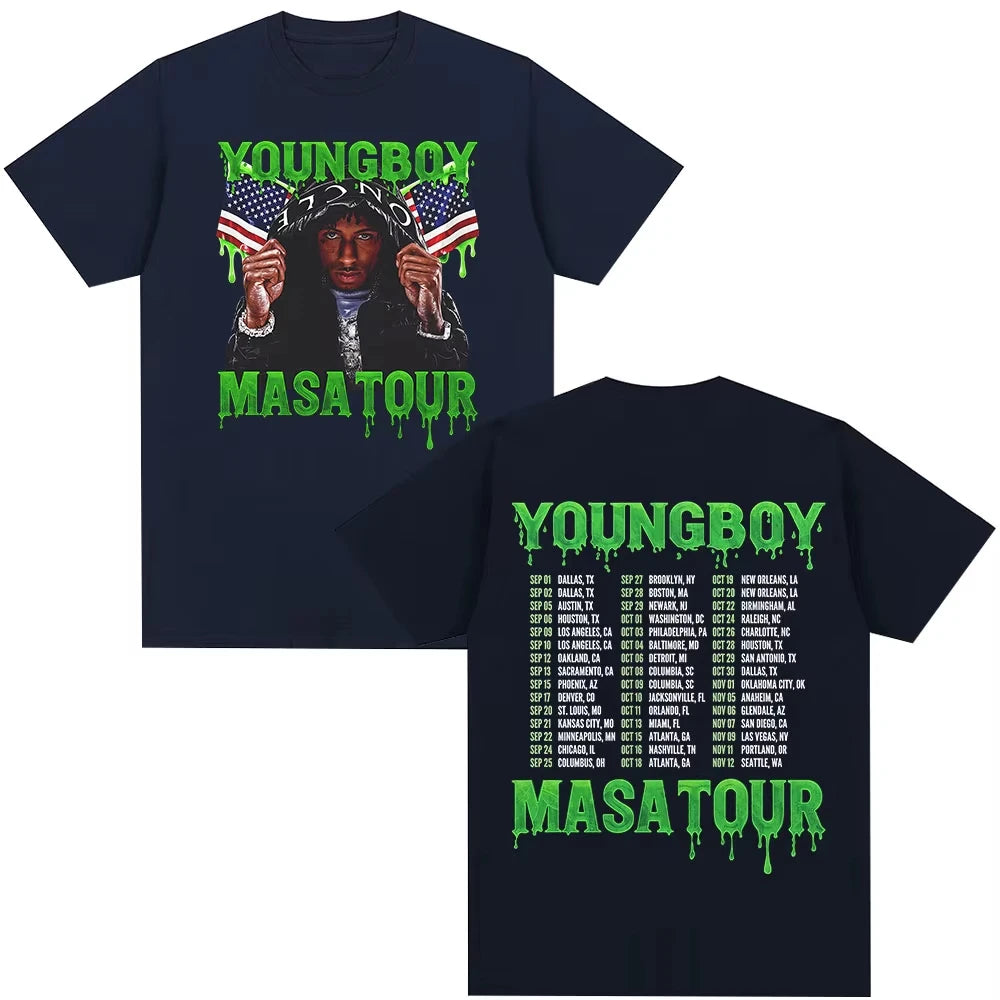 Rapper YoungBoy Never Broke Again MASA Tour 2025 Merch T-Shirt Men's Women Clothing Fashion Vintage Cotton Short Sleeve T Shirts