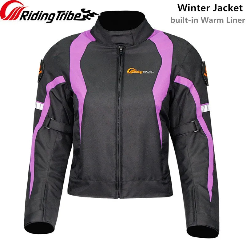 Woman Motorcycle Winter Jacket Thermal Windproof Clothing Body Riding Safety Coat Built-in Protective Pads and Warm Liner JK-64