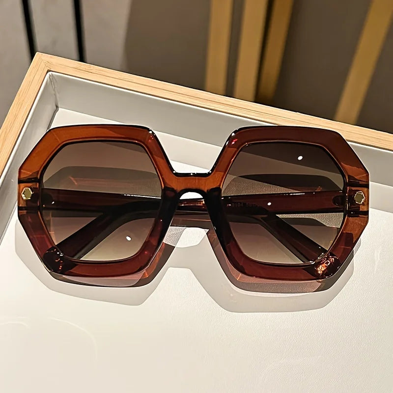 Retro Polygon Sunglasses - Large Frame, Personalized Irregular Simple Fashion for Outdoor Travel and Street Photography Eyewear