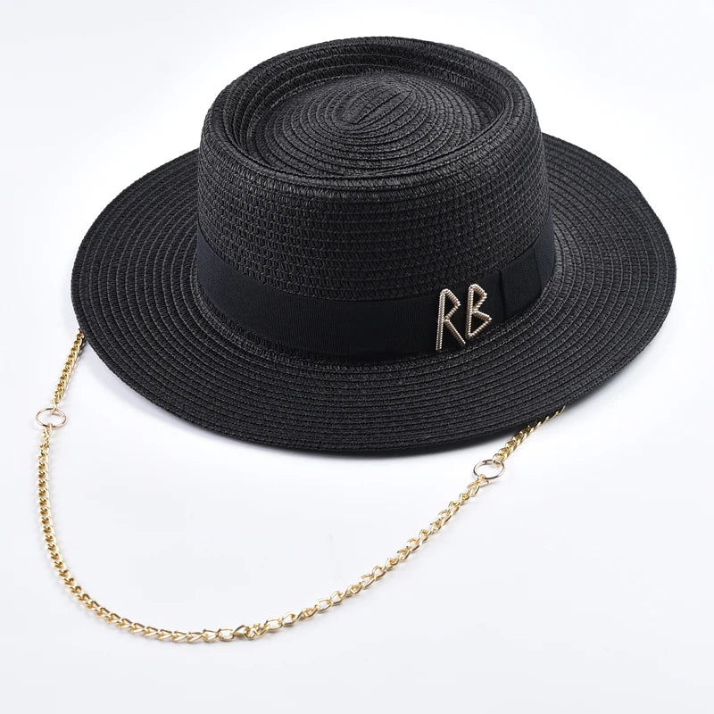 Summer Straw Hats for Women Ribbon Decoration Elegant Ladies Party Dress Hats Travel Beach Sun Hat Chapeau Femme