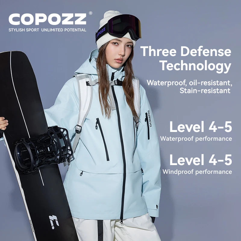 COPOZZ Skiing Coats Winter Warm Women Men Tracksuit Hooded Sports Snowboard Jacket Mountain Female Outwear Windproof Ski Clothes