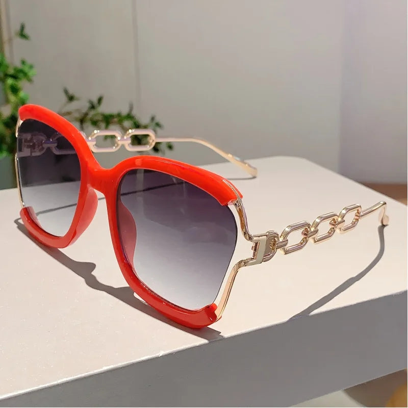 Chic Square Fashion Glasses, Gradient Lens, Detachable Faux Pearl Chain - Trendy, Stylish for Streetwear & Party Accessory
