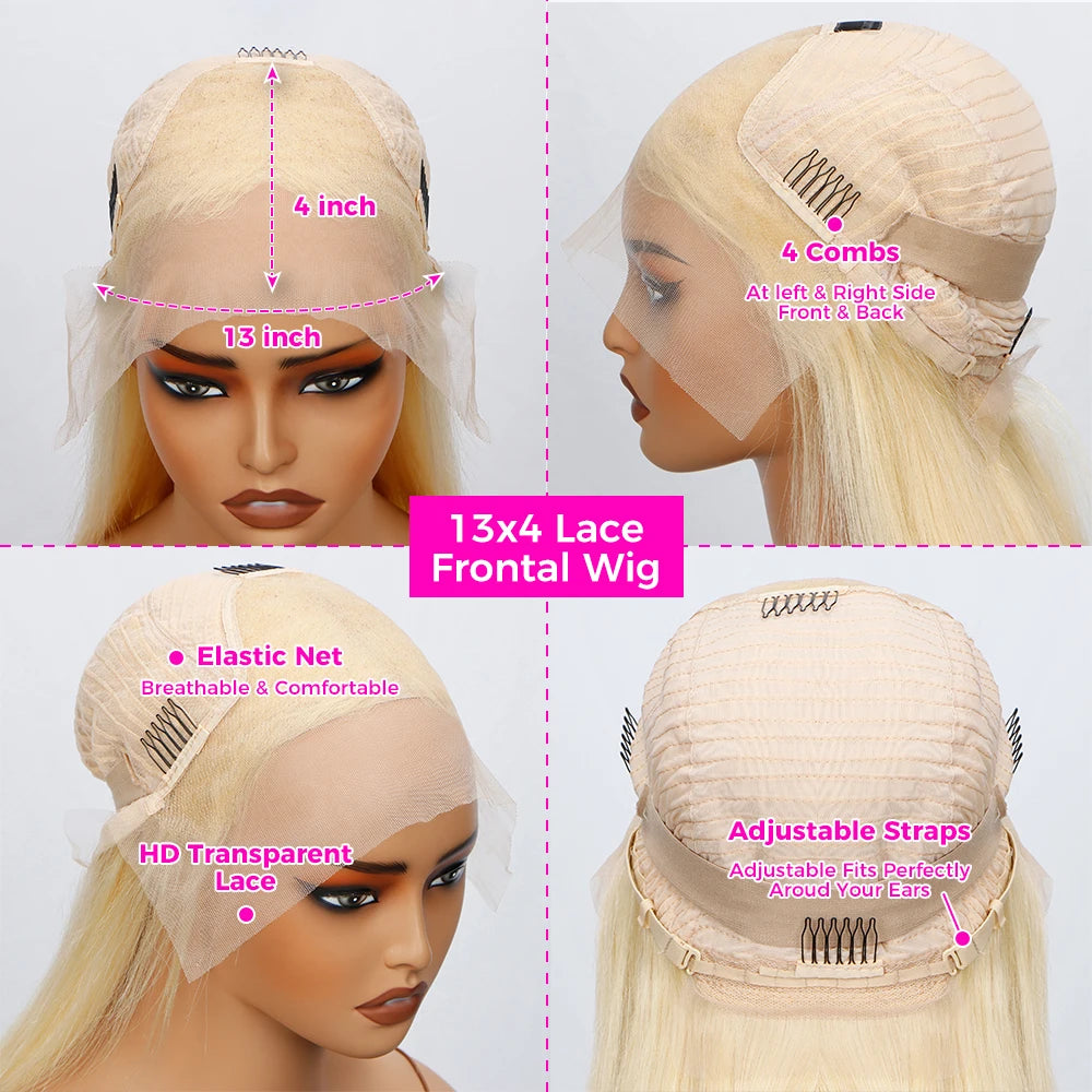 Short Straight Bob Wig Human Hair Wigs Blonde 613 Colored Lace Front Human Hair Wigs 13x4 Lace Frontal Human Hair Wig For Women