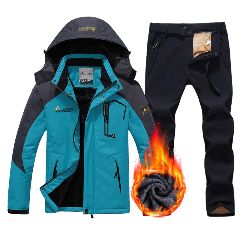 Winter Ski Suit Men Snowboard Fleece Jacket Pants Thicken Warm Waterproof Windproof Skiing And Snowboarding Sets Snow Suits Male