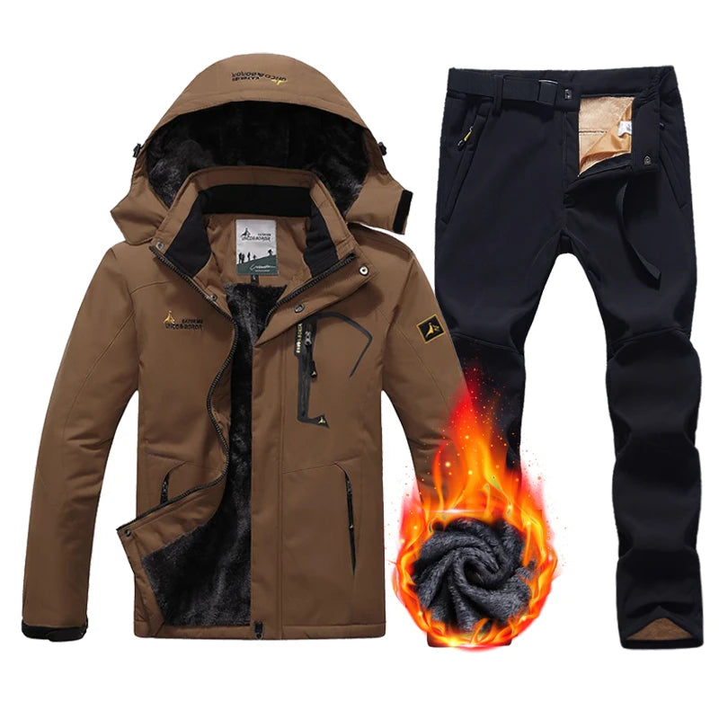 Winter Ski Suit Men Snowboard Fleece Jacket Pants Thicken Warm Waterproof Windproof Skiing And Snowboarding Sets Snow Suits Male