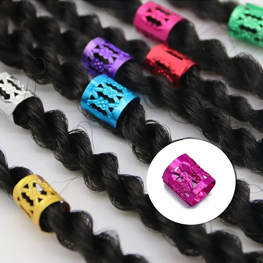 100pcs Hollow Out Hair Ring,Dreadlocks Beads Hair BraidRings Clips Dread Locks Hair Braiding Metal CuffsDecoration/Accessories