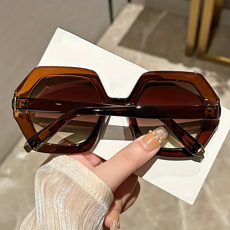 Retro Polygon Sunglasses - Large Frame, Personalized Irregular Simple Fashion for Outdoor Travel and Street Photography Eyewear