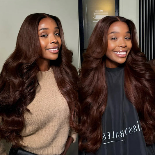 chocolate brown human hair wig 13x6 hd lace frontal wig 32 30 Inch 250 density Women body wave 13x4 hd lace front human hair wig