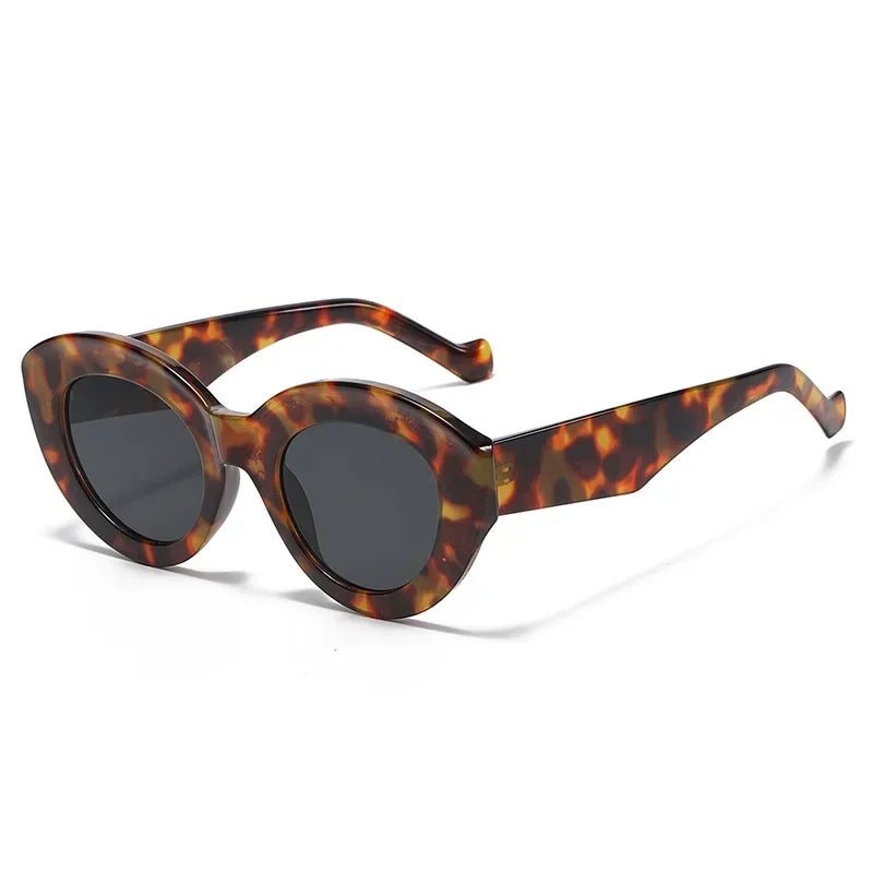 JNPCXI Ins Popular Fashion Oversized Cat Eye Women Sunglasses Green Stripes Retro Shades UV400 Men Trending Oval Sun Glasses